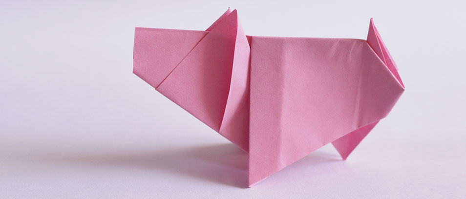 Origami falten rosa Origamischweinchen